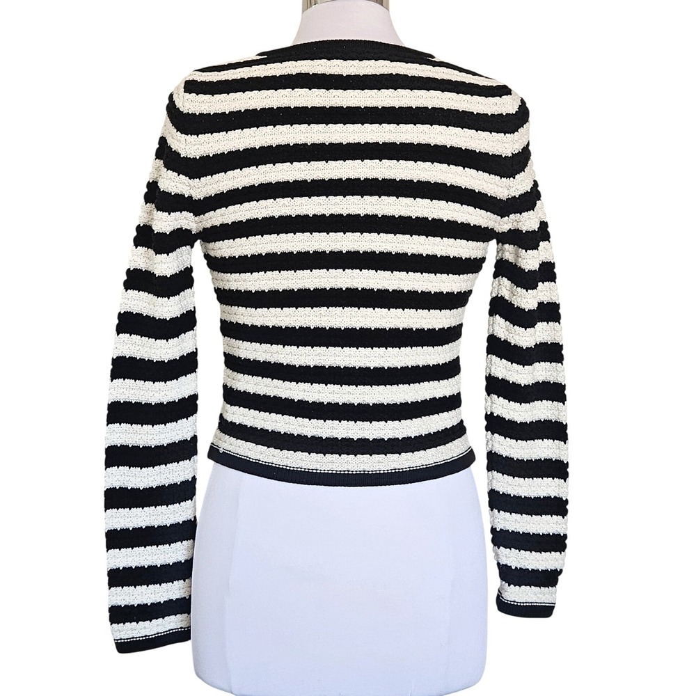 MANGO MNG Women's Jewel Buttons Striped Cardigan Size Small Fall Preppy - Picture 7 of 16